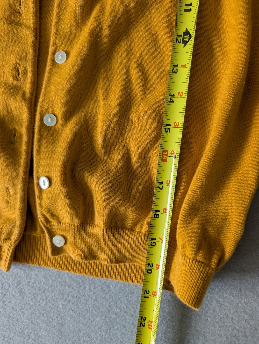 Vintage 90s Land's End 100% Cotton Women's Cardigan Sweater 2 Pc Set Yellow Sz S - Picture 12 of 16